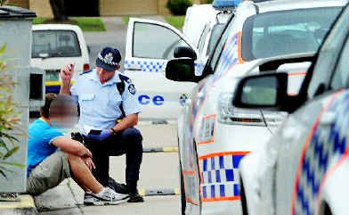 Four police cars were sent out to search for three people involved in a fight at Woolworths in Pialba yesterday. Four police cars were sent out to search for three people involved in a fight at Woolworths in Pialba yesterday.